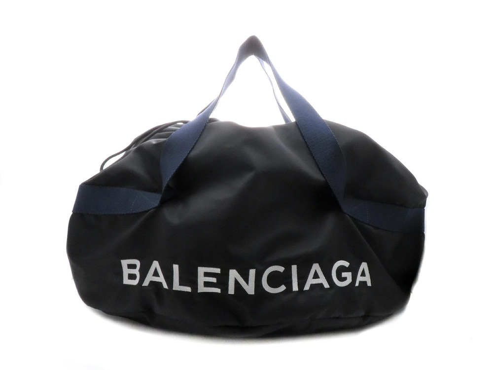 Balenciaga Wheel Bag Drawstring Black Navy Blue